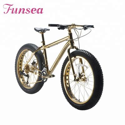 China Aluminum Alloy Special Luxury Golden Beach Cruiser Special Luxury Golden Beach Fat Bike Guangzhou Fatbike Manufacturer Design Tire Bikes 26