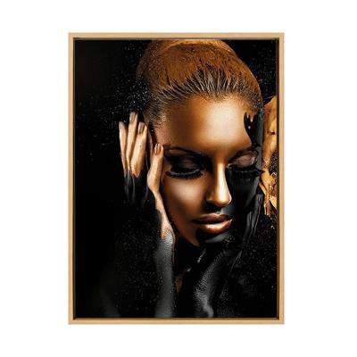 China Modern African Color Women Portrait Picture HD Canvas Print Framed Wall Art For Bedroom Decor for sale