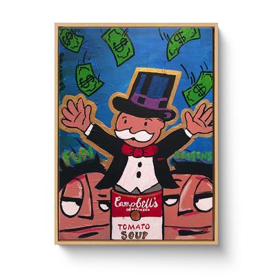 China Modern Modern Graffiti Art Money Alec Monopoly Poster Floating Framed Canvas Print Wall Art Painting For Home Decor for sale