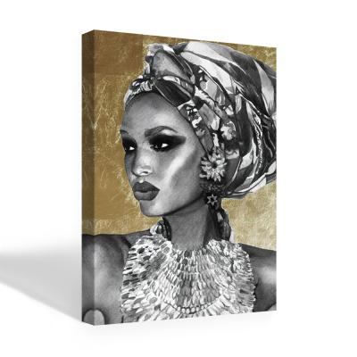 China Wholesale Classical African American Wall Art Woman Portrait Culture Canvas Painting for sale