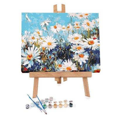 China Modern Custom Field Daisies Flower DIY Canvas Hand Painted Acrylic Painting By Number For Adults for sale