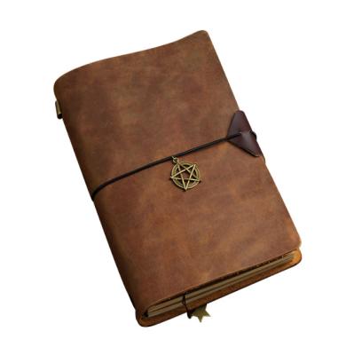 China Retro Brown Classic Leather Journal Wholesale Travel Print for sale