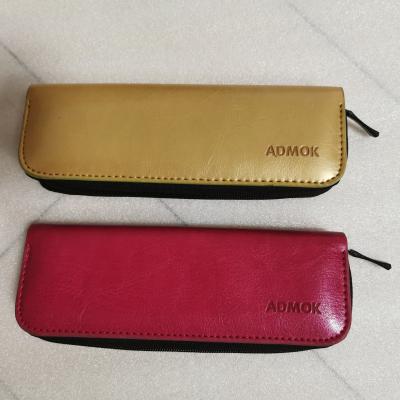 China Durable PU Leather Zipper Pen Case With Customized Logo for sale