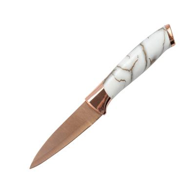 China Bolt Handle Fruit Knife Stainless Steel 3cr13 Knives Viable White Rose Gold Blade Sharp Paring Knife for sale