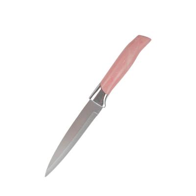 China New Design Viable Kitchen Knives 5 Inch Blade Serving Fruit Stainless Steel Cry Knife With Pink PP Handle for sale