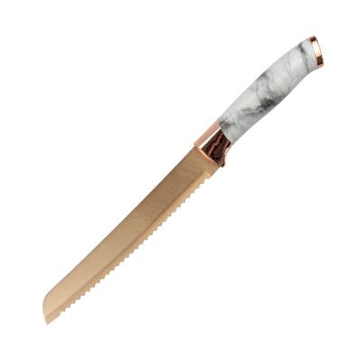 China Viable Accessories Rose Gold Blade White Marble Handle Cutter Knife Kitchen Knives and Bread Knife for sale