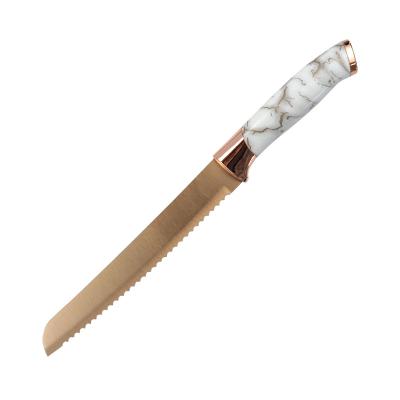 China Rose Gold Blade Kitchen Knife Stainless Steel Viable Mincing Knife White Lightweight Sharp Bread Knife for sale