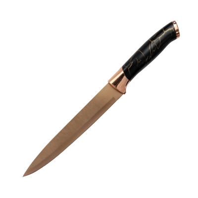 China Viable OEM Backed Black Bolt Handle Carving Knife For Vegetables Rose Gold Blade Carving Knife for sale