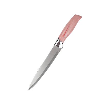 China Viable Professional 8 Inch Stainless Steel Kitchen Knife Carving Knife Cutting Gather In Pink Knife Set With PP Handle for sale