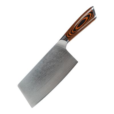 China Kitchen Restaurant Traditional Home Kitchen Knives 7 Inch Damascus Stainless Steel Pattern Meat Cleaver Knife for sale