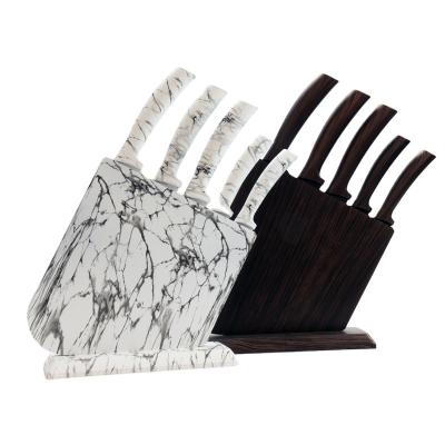 China TUOMEI Handle 6 Pcs Kitchen Knife Viable Non-stick Coating Marble Set With Block Carving Knife Serving Knife In Color Box for sale