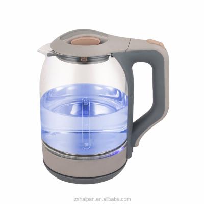 China 360 Degree Low Rotation Electric Kettle Heating Element LED Glass Tea Kettle for sale