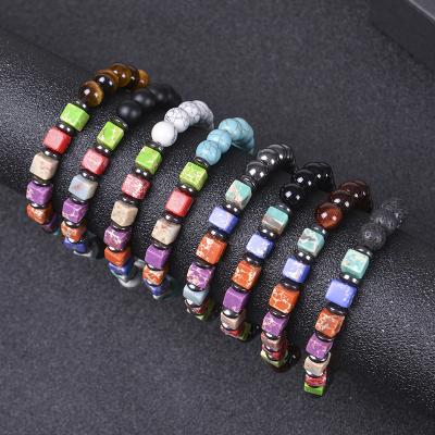 China OEM Natural Elastic Rope Seven Chakra Bracelet Tiger Eye Turquoise Bracelet Handmade from BOHEMIA Lateefashion for sale