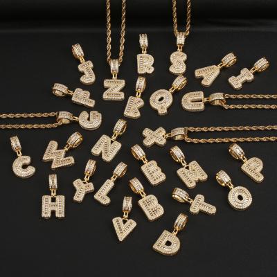 China Hot Selling CLASSIC Hot Selling Copper Zircon Hemp Hip Hop Pendant Necklace Jewelry English Letter Chain Flower Necklace for sale