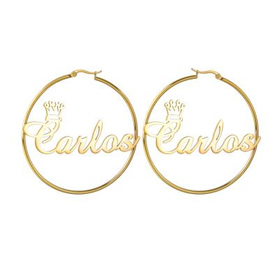 China Duoying CLASSIC custom made OEM stainless steel letter earrings enamel large hoop earrings crown hoop earrings for sale