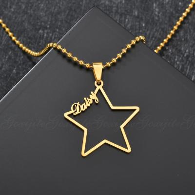 China CLASSIC Hollow Star Nameplate Jewelry Stainless Steel Dropshipping Pendant Necklaces Personalized Custom Name Chain Necklace for sale