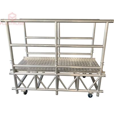 China Aluminum Alloy 6082-T6 Truss Aluminum Stage Lighting Heavy Duty Truss Display System Truss And Catwalk With Wheels Movable for sale