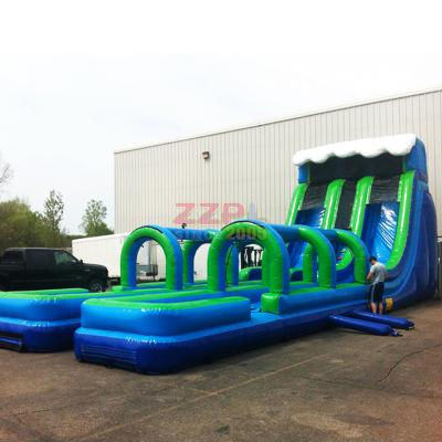 China 0.55mm PVC Inflatable Water Slide Water Slide Bouncer Fast Inflatable Double Lane Pool Water Slide for sale