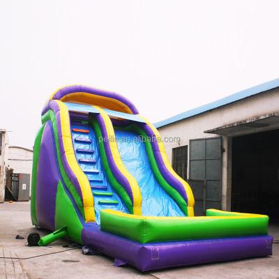 China ZZPL Tropical Tree Backyard Inflatable Water Slide For Adults, Inflatable Water Park Slide With Pool for sale