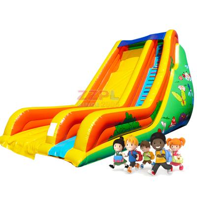 China Price Single Track Color PVC Inflatable Dry Slide For Amusement Park for sale