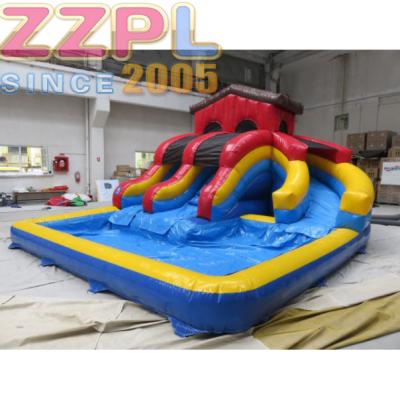 China Outdoor Playground PVC Kids Inflatable Water Park With Slide Inflatable Bouncy House With Combo Slide for sale