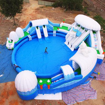 China 0.55/0.6mm PVC mega frozen inflatable water park for adults and kids, polar bear outdoor water park equipment for sale