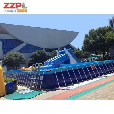 China PVC Outdoor Rectangular Metal Frame Portable Adult Playground Pool For Sale for sale