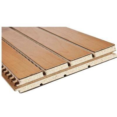 China Acoustic Panel Composed Of Highly Efficient Sound Absorption MDF And Glass Magnesium Fireproof Grooved Wood Acoustic Board For Auditorium zu verkaufen