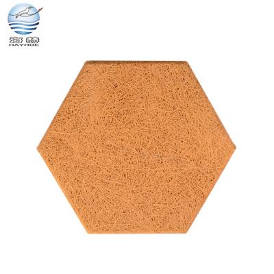 China Integrated Luxury Soundproof Durable Waterproof Acoustic Ceilings Woodchip Hexagon Wall Panel Ceiling Tile for sale