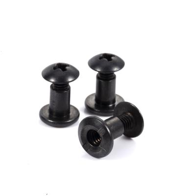 China Pan Factory Price Wholesale Carbon Steel Black Zinc Cross Recessed Head Male And Female Chicago Screws For Binding for sale