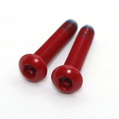 China Factory Price Low Price DIN7380 Hex Socket Head Mushroom Head Knob Red Anodized Round Machine Screws for sale