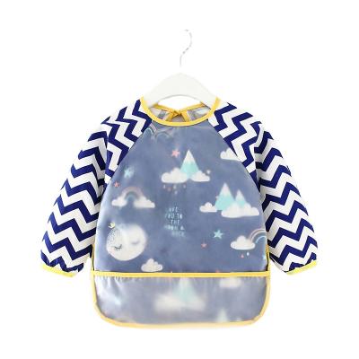 China Cute Design Washable Toddler Feeding Bibs Boys Girls Kids Burp Feeding Long Sleeve Waterproof Cartoons Bib for sale