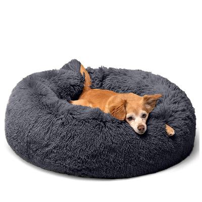 China Comfortable Waterproof Travel Pet Plush Stuffed Donut Around Dog Bed Dropshipping Soft Eco-Friendly Washable Beds for sale