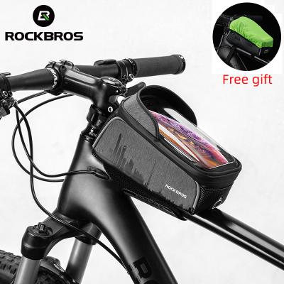 China Muti-fuction Bike Waterproof Bag ROCKBROS 017-5 Touch Screen Bicycle Frame Bag Cycling Top Tube Bags Front Phone Holder Case Accessories for sale