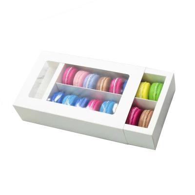 China Biodegradable Luxury Clear Cardboard Box Lid Food Packaging Macaron Drawer Packaging Box for sale