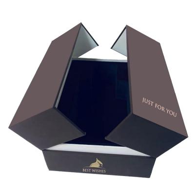 China Luxury Double Door Open Logo Packaging Boxes Recyclable Custom Touch Alcohol Gift Paper Boxes With EVA Insert for sale