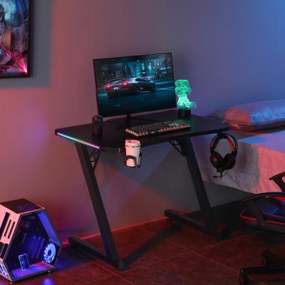 China Ergonomic Personal Computer Foldable Modern Desk RGB Lighting Cool Game Table Z Type Table for sale