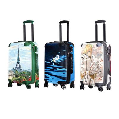 China Double Side Fashionable Transparent Clear PC Luggage Customized Design Trolley Suitcase for sale