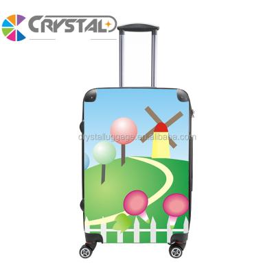 China Customized fashionable Gray Blue Green Vintage abs+pc design black rose suitcases travel luggage, 3 piece trolley luggage set for sale