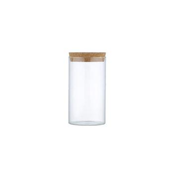 China Viable Kitchen Storage Hot Sale Borosilicate Glass Jar Spice Tea Nut Container With Cork Lid for sale