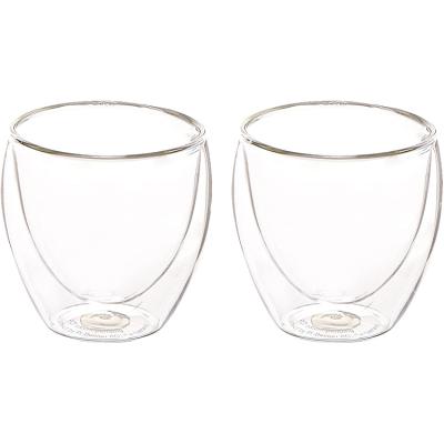 China 80ml GLASS 250ml 350ml 450ml 650ml Double Wall Borosilicate Crystal Mounted Shape Cappuccino Espresso Coffee Glass Mug for sale