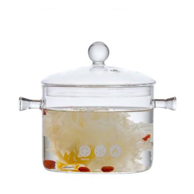 China 2021 Amazon Sustainable Hot Borosilicate Pyrex Large Size Transparent Clear Glass Cooking Pot for sale