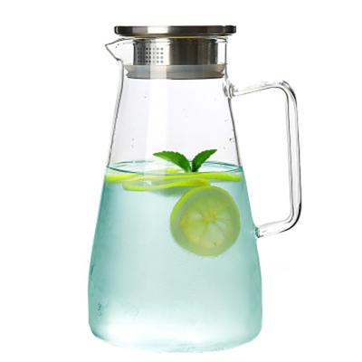 China 1400mL 52oz Viable Glass Pitcher With Lid Ice Tea Pitcher Cold Water Ice Tea Wine Jug Coffee Hot Milk And Juice for sale