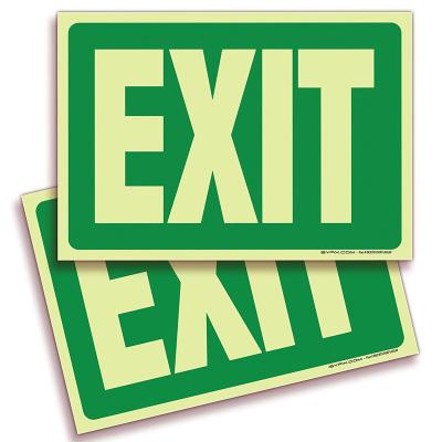 China Photoluminescent Vinyl Exit Signs Stickers / Adhesive Glow in the Dark / Laminated for Ultimate UV, Weather, Scratch, Water for sale