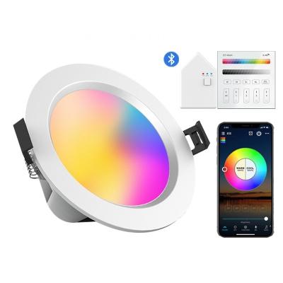 China Modern LED Recessed Lights WiFi and Bluetooth RGB Downlight Control RGBCW 2700K-6500K Dimmable 5 Watt with Smart Panel and Smart Bridge for sale