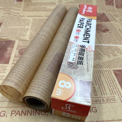 China 30cm x 8M Silicone Drip Tray Greaseproof Paper High Temperature Resistance Printed Family Kitchen Baking Paper for sale