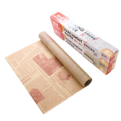 China Greaseproof Reusable Silicone Coated Baking Oven Food Wrap Use Waterproof Paper Printed Parchment Paper for sale