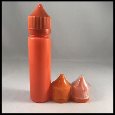 China Orange kleine Plastiktropfflaschen, kundenspezifische Einhorn-Tropfenfänger-Flasche der Runden-60ml zu verkaufen