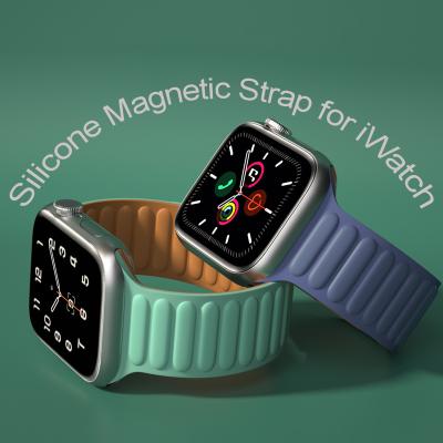 China QIMAN Silicone Magnetic Silicone Bands For Apple Watch Band Series 6 5 4 3 2 1 For iwatch Band Strap 38 40 42 44 mm for sale