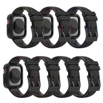 China QIMAN Armor Rugged Protective Shock Resistant Case With Band Strap For iWatch 3 4 5 6 Se 40mm 44mm Case For Apple Watch for sale